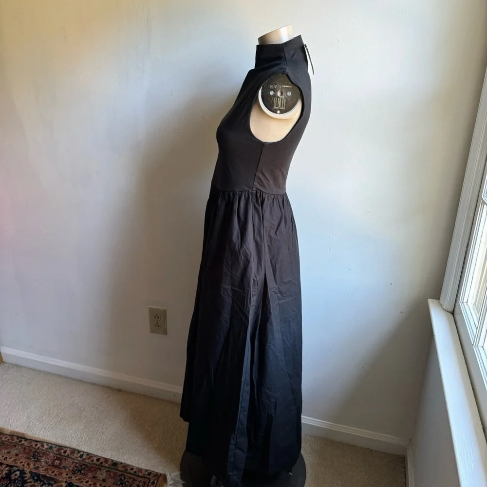 NWT J.Crew Fitted knit mockneck dress with poplin skirt in Black